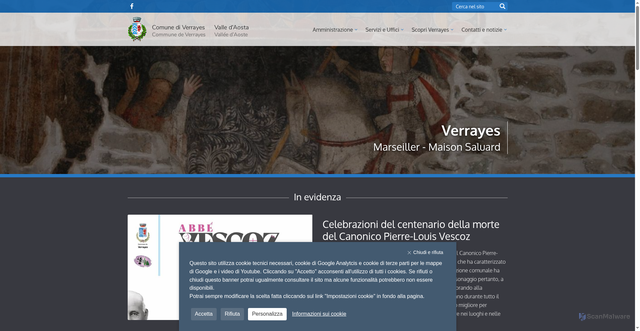 Security scan screenshot of https://www.comune.verrayes.ao.it/