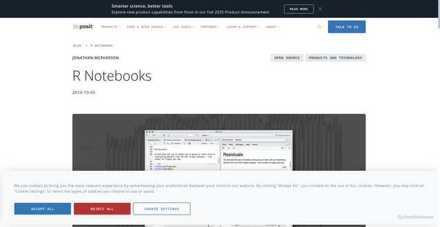 Security scan screenshot of https://posit.co/blog/r-notebooks/