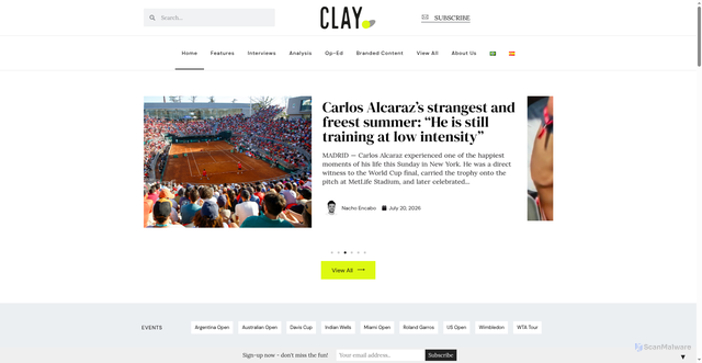 Security scan screenshot of https://claytenis.com