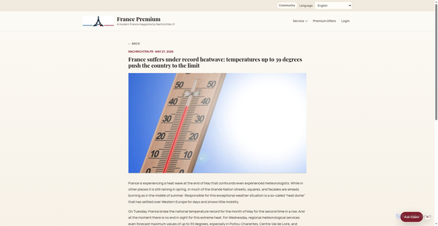 Security scan screenshot of https://premium.frankreich.news/francia-sufre-bajo-ola-de-calor-record-temperaturas-de-hasta-39-grados-llevan-al-pais-al-limite-es/