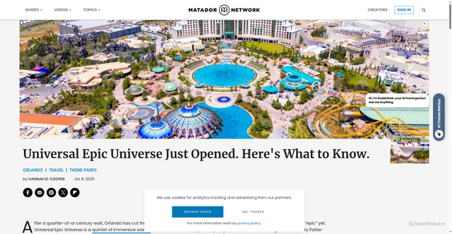 Security scan screenshot of https://matadornetwork.com/read/universal-epic-universe-guide/