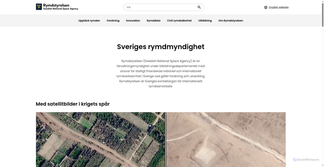 Security scan screenshot of https://www.rymdstyrelsen.se/