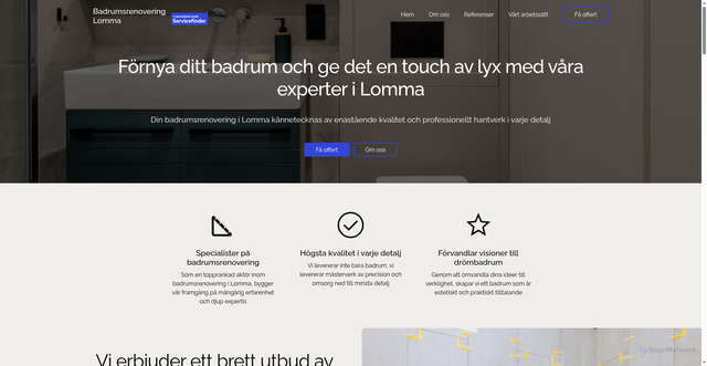 Security scan screenshot of https://badrumsrenoveringlomma.se