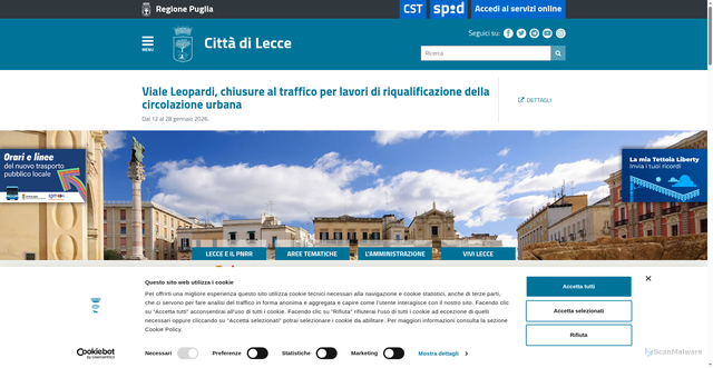 Security scan screenshot of https://www.comune.lecce.it/