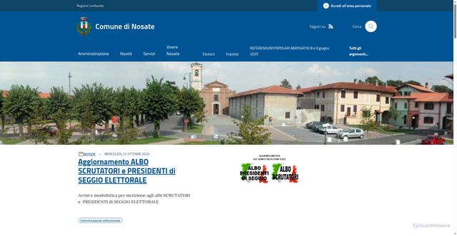 Security scan screenshot of https://www.comune.nosate.mi.it/