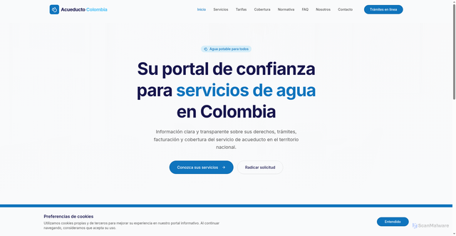 Security scan screenshot of https://aguaenlinea-info.com/?gad_source=1&gad_campaignid=23724823338&gclid=Cj0KCQjw0JnRBhDJARIsALobnXZr-mjZj_jlSbmqWe7JBPbFOdpBfXCiDobb5FP0FmTeiKnl4jtG0boaAsPNEALw_wcB