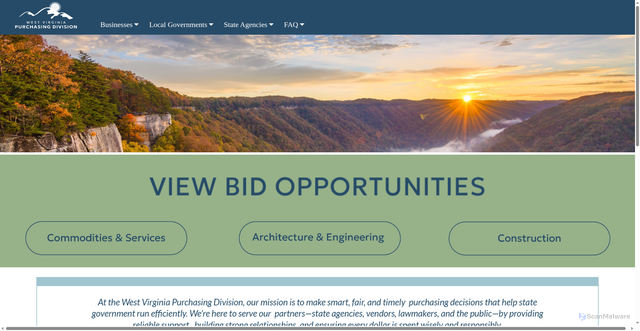 Security scan screenshot of http://www.state.wv.us/admin/purchase/