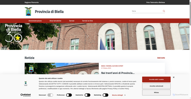 Security scan screenshot of https://www.provincia.biella.it/