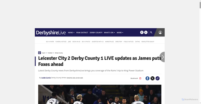 Security scan screenshot of https://www.derbytelegraph.co.uk/sport/football/football-news/derby-county-leicester-live-stream-10727908