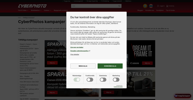 Security scan screenshot of https://www.cyberphoto.se/kampanjer