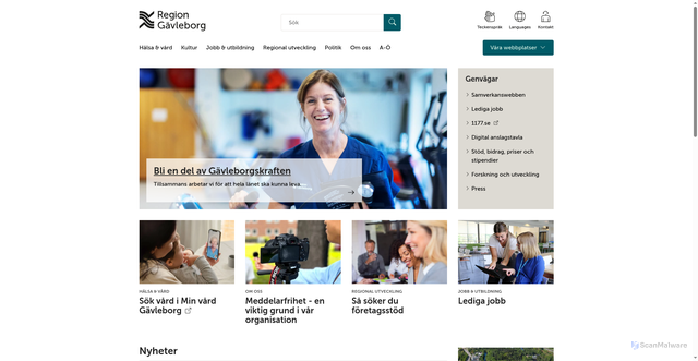 Security scan screenshot of https://www.regiongavleborg.se/