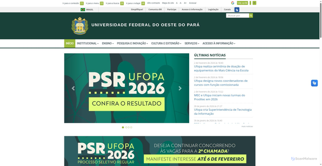 Security scan screenshot of https://ufopa.edu.br