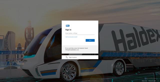 Security scan screenshot of https://haldexcvs.sharepoint.com