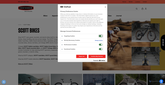 Security scan screenshot of https://contenderbicycles.com/collections/scott-bikes