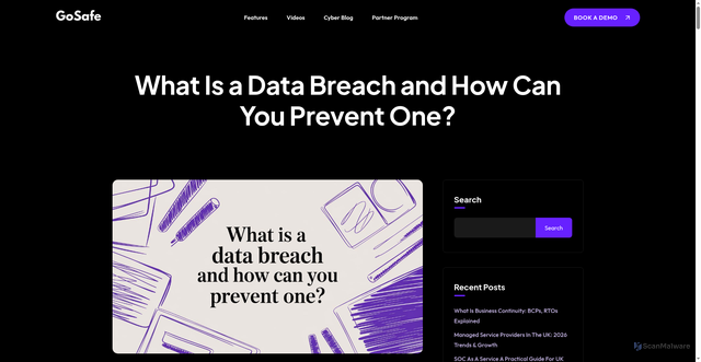Security scan screenshot of https://go-safe.ai/what-is-a-data-breach/