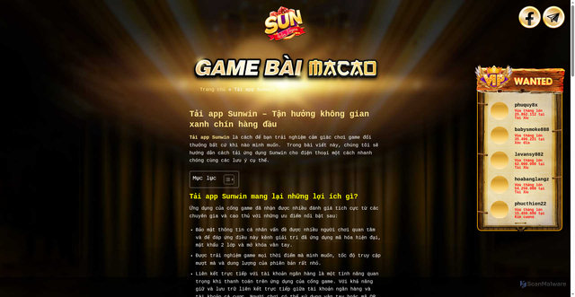 Security scan screenshot of https://sunnwin.biz/tai-app-sunwin/