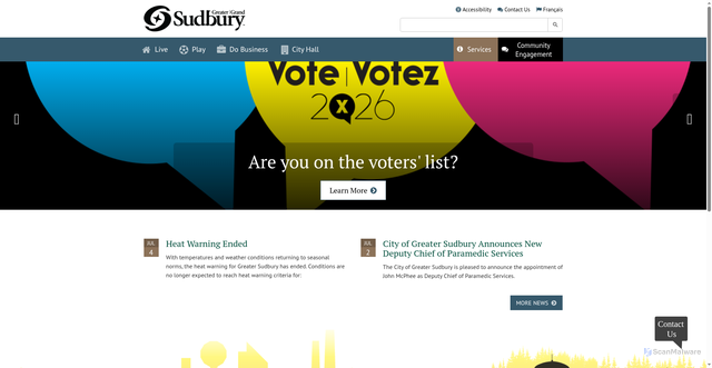 Security scan screenshot of https://greatersudbury.ca