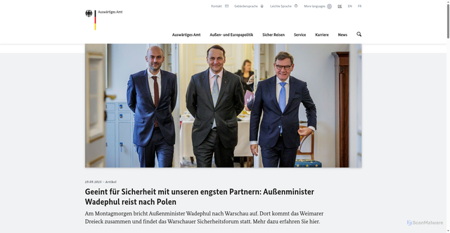 Security scan screenshot of https://www.auswaertiges-amt.de/