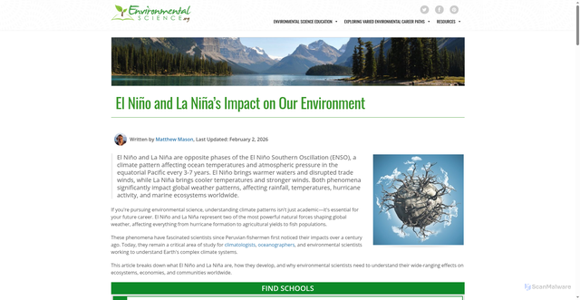 Security scan screenshot of https://www.environmentalscience.org/el-nino-la-nina-impact-environment