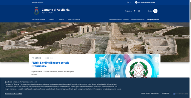 Security scan screenshot of https://www.comune.aquilonia.av.it/