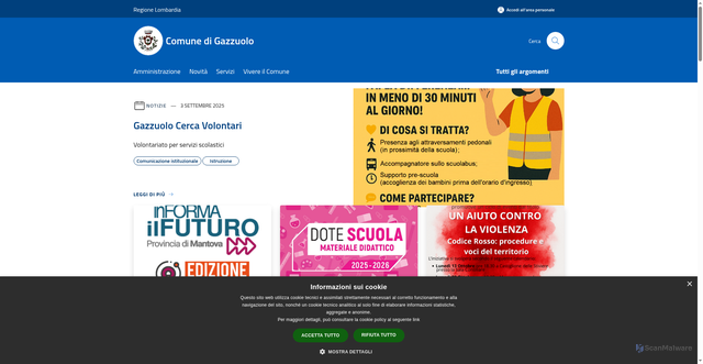 Security scan screenshot of https://www.comune.gazzuolo.mn.it/it