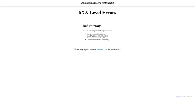 Security scan screenshot of https://log.arkansasonline.com