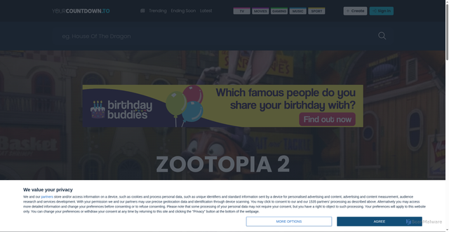 Security scan screenshot of https://yourcountdown.to/zootopia-2