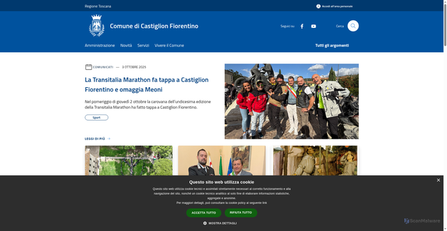 Security scan screenshot of https://www.comune.castiglionfiorentino.ar.it/it