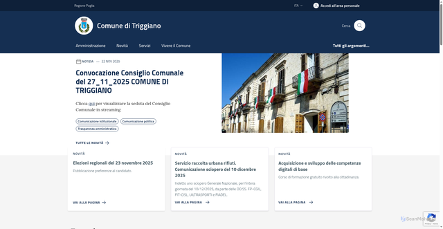 Security scan screenshot of https://www.comune.triggiano.ba.it/