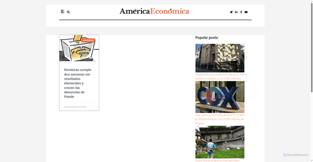 Security scan screenshot of https://americaeconomica.com/tag/nasry-asfura