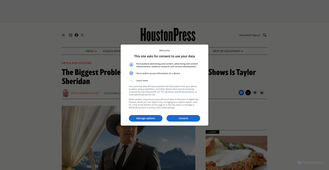 Security scan screenshot of https://www.houstonpress.com/arts/opinion-the-biggest-problem-with-taylor-sheridans-tv-shows-is-taylor-sheridan-19498081/