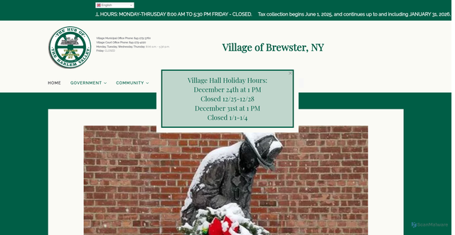 Security scan screenshot of https://brewstervillage-ny.gov/