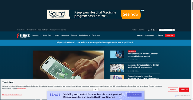 Security scan screenshot of https://www.fiercehealthcare.com/