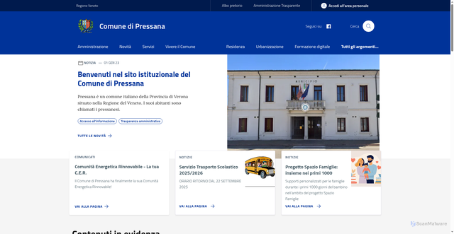 Security scan screenshot of https://www.comune.pressana.vr.it/