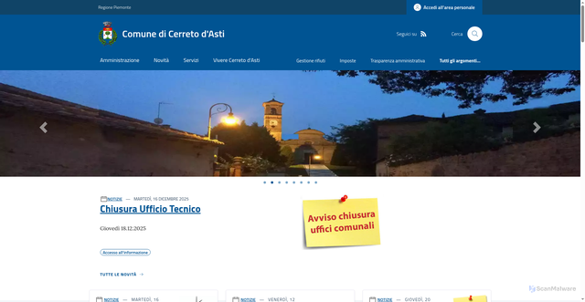 Security scan screenshot of https://www.comune.cerreto.asti.it/
