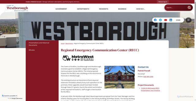 Security scan screenshot of https://metrowestreccma.gov/