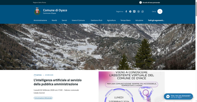 Security scan screenshot of https://www.comune.oyace.ao.it/