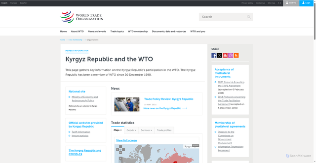Security scan screenshot of https://www.wto.org/english/thewto_e/countries_e/kyrgyz_republic_e.htm