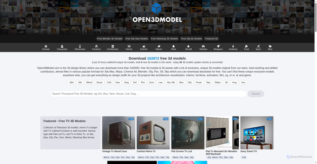 Security scan screenshot of https://open3dmodel.com
