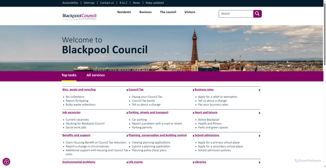 Security scan screenshot of https://www.blackpool.gov.uk/Home.aspx