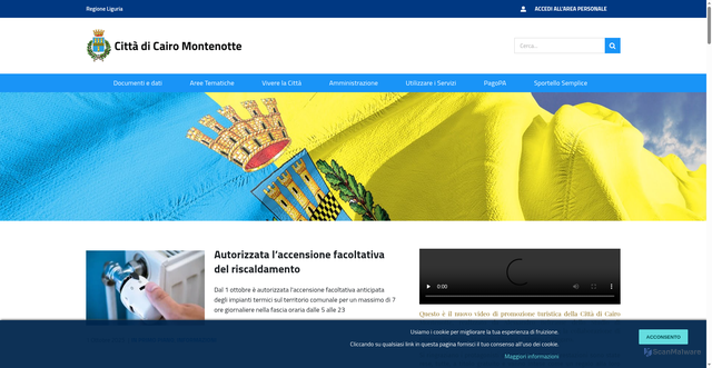 Security scan screenshot of https://www.comunecairomontenotte.it/