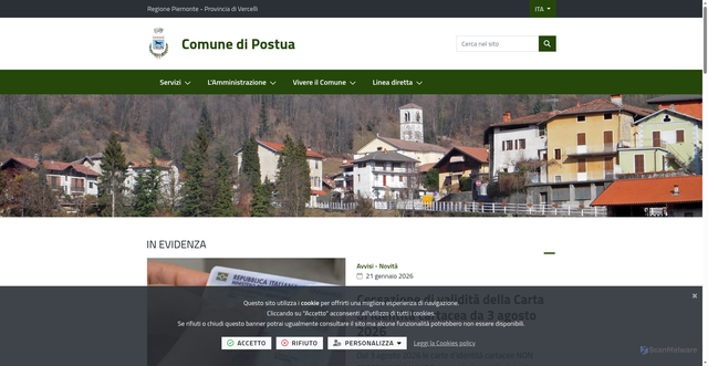 Security scan screenshot of https://www.comune.postua.vc.it