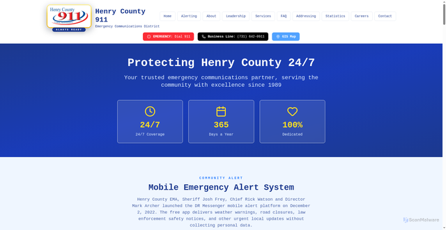 Security scan screenshot of https://henryco911tn.gov/