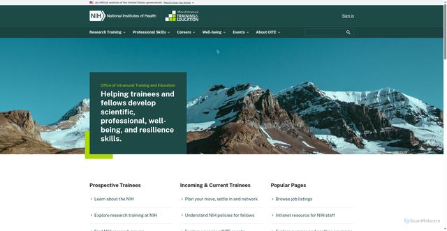 Security scan screenshot of https://training.nih.gov