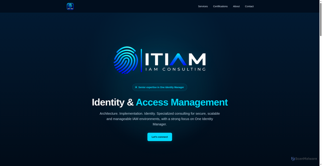 Security scan screenshot of https://itiam.se