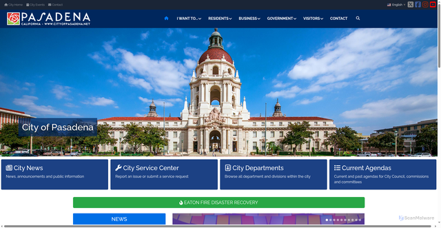 Security scan screenshot of https://pasadena.gov/