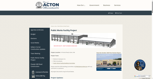 Security scan screenshot of https://actonma.gov/831/Public-Works-Facility-Project