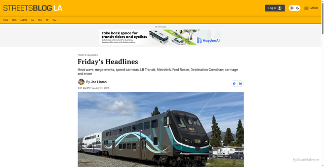 Security scan screenshot of https://la.streetsblog.org/2026/07/31/fridays-headlines-151