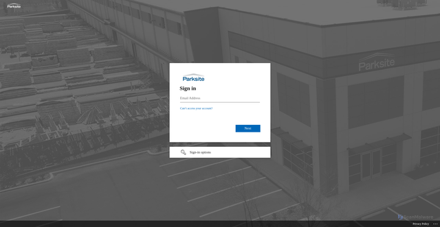 Security scan screenshot of https://parksite0-my.sharepoint.com