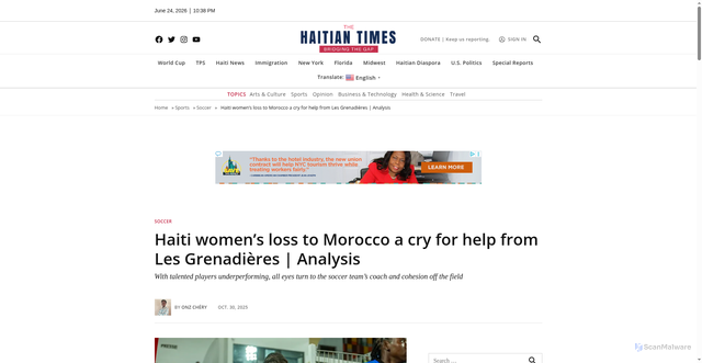 Security scan screenshot of https://haitiantimes.com/2025/10/30/haiti-versus-morocco-soccer/
